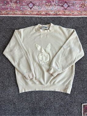Playboy by PacSun Playboy Bunny Sweatshirt in Cream Size Medium Like New